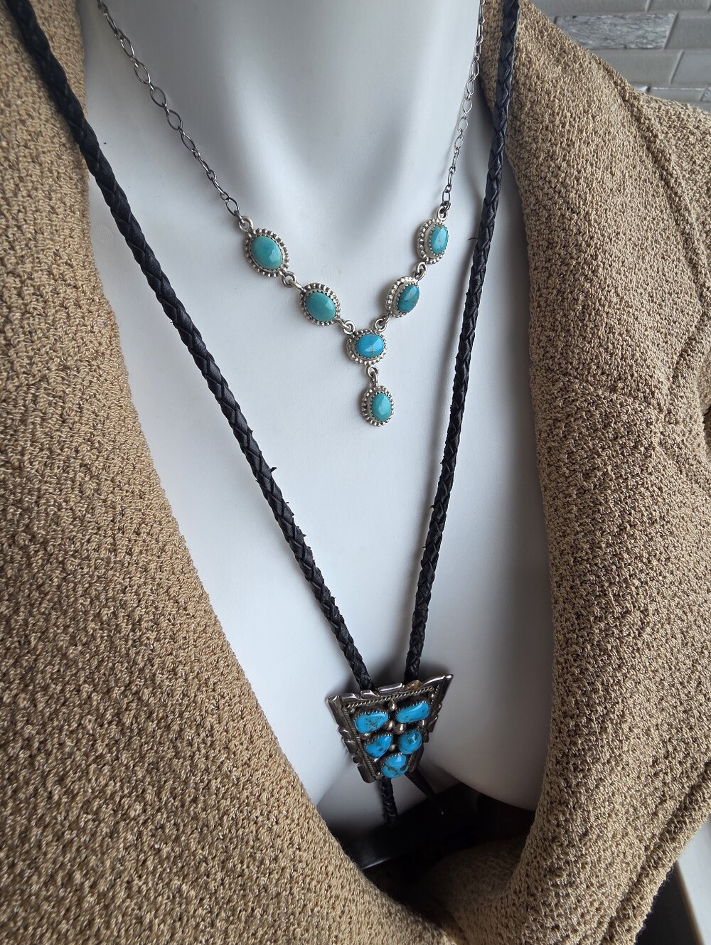 Majove Turquoise Stone Pendant Necklace - In STERLING SILVER ~ Women Jewelry - Picture 6 of 9